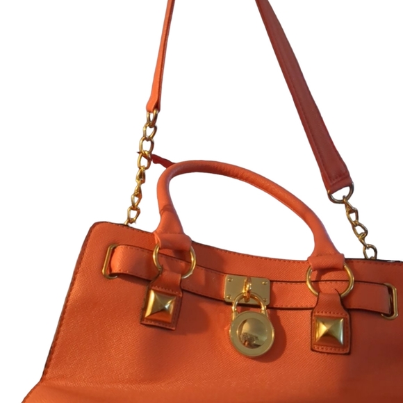 PURSE Orange  Handbag Straps with Chains. Never used, very clean - Picture 3 of 6